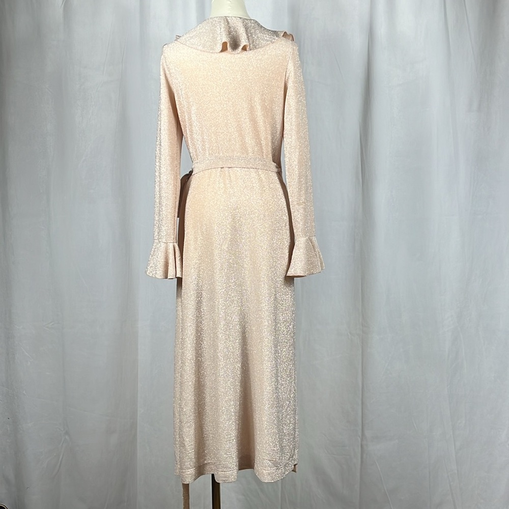 Free People One More Time Lurex Wrap Dress in Peach. - Picture 4 of 10